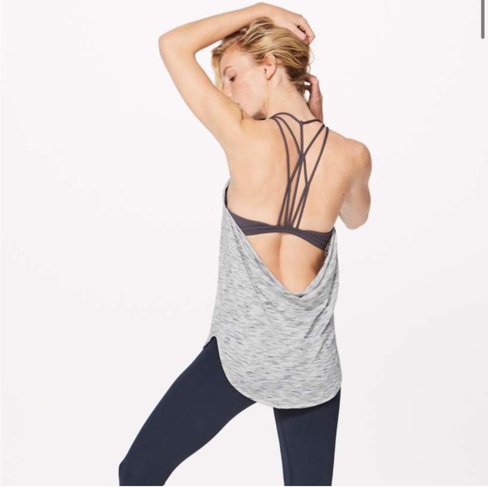 🩷 Lululemon athletica Heathered Gray Strappy Raise the bare Tank Top